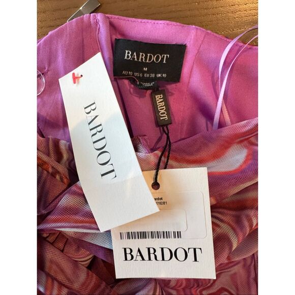 NWT BARDOT Retro Pink Mesh Halter Mini Dress - Picture 8 of 8